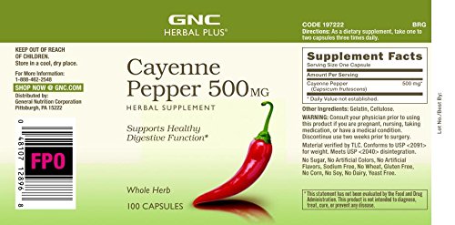 [Australia] - GNC Herbal Plus Cayenne Pepper 500mg 