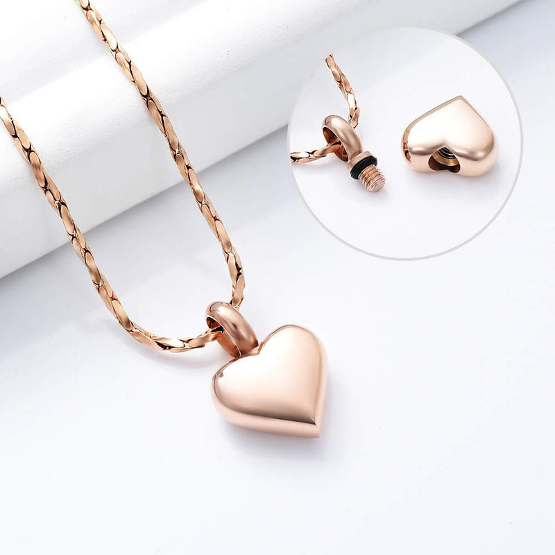 [Australia] - Imrsanl Small Heart Cremation Urn Necklace for Ashes Stainless Steel Memorial Ash Pendant Keepsake Jewelry Rose Gold 