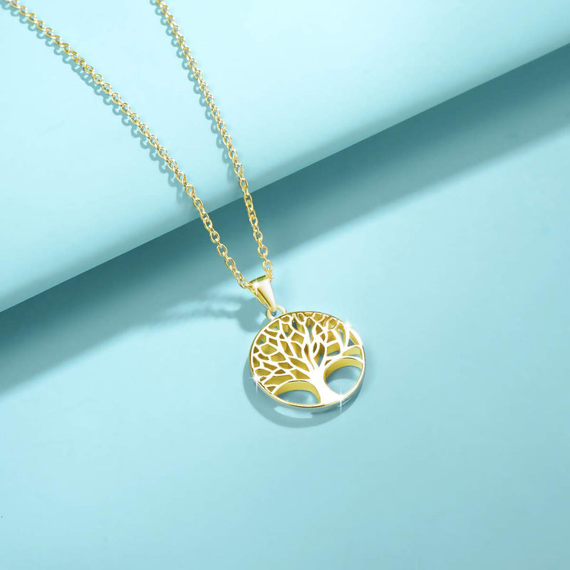 [Australia] - Agvana Tree of Life Necklace Earrings for Women Gold Plated Sterling Silver Family Tree Pendant Anniversary Birthday Jewelry Christmas Gifts for Girls Mom Grandma Wife Daughter Her with Jewelry Box 