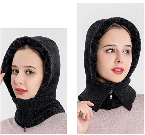 [Australia] - Afinder Winter Thermal Fleece Lined Knitted Balaclava 3 in 1 Full Hood Hat for Women Black 