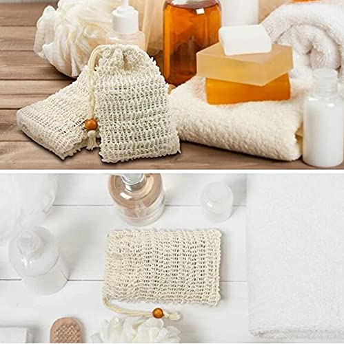 [Australia] - nuoshen 2 pcs Sisal Soap Bag, Natural Organic Soap Bag Exfoliating Soap Saver Pouch with Drawstring for Foaming, Drying Soaps, Exfoliation 