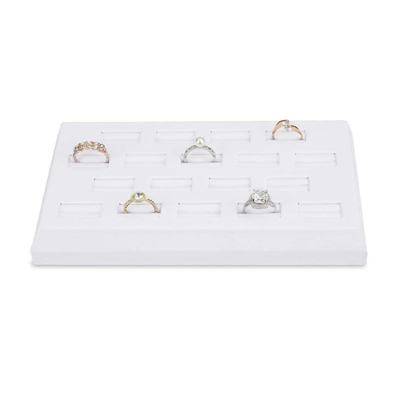 [Australia] - Mooca Premium White Leatherette 18 Slots Ring Tray Display, Slotted Ring Showcase Display Jewelry Organizer Stand, Jewelry Ring Holder for Showcase 