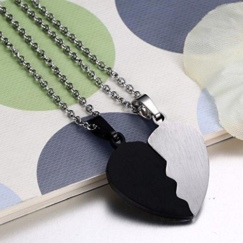 [Australia] - VQYSKO Heart Pendant Necklace for Couples, Stainless Steel Necklace Set for Best Friends, BFF, Frienship Half Heart 