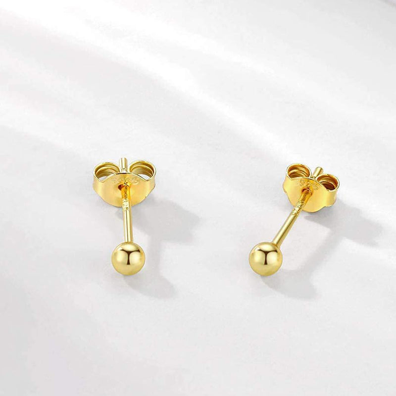 [Australia] - Gulicx 3 Pairs Silver Stud Earrings Set for Women Girls, Hypoallergenic 925 Stering Silver Tiny Round Ball Stud Earring,Small Sleeper Cartilage Studs Earring, Size: 2, 3, 4mm (Silver, Gold, Rose Gold) Gold-2/3/4mm 