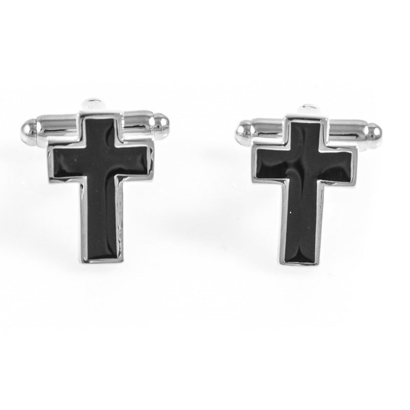 [Australia] - MRCUFF Cross Cufflinks Christian Pair of Cufflinks & Tie Bar Clip with Presentation Gift Box & Polishing Cloth 