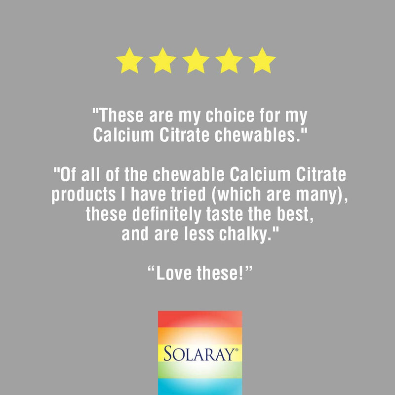 [Australia] - Solaray Calcium Citrate 1000mg | Natural Orange Flavor | Teeth & Bone Health, Nervous, Muscular & Cardiovascular System Support | Vegan | 60 Chewables 