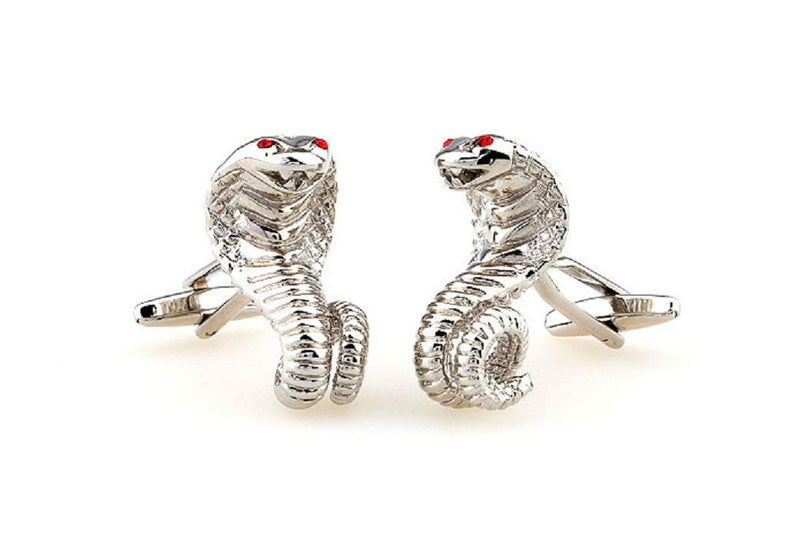 [Australia] - MRCUFF Cobra Snake Pair Cufflinks in a Presentation Gift Box & Polishing Cloth 