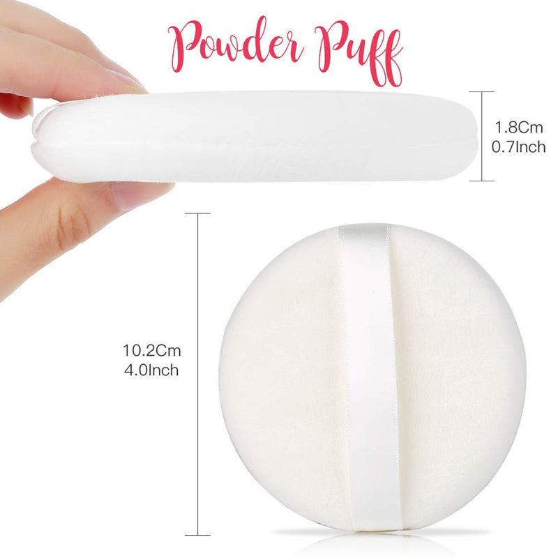 [Australia] - Powder Puff, YGDZ 5pcs 4 Inch Large Loose Powder Puff for Body Powder, Ultra Soft Washable Velour Fluffy Body Powder Puffs with Ribbon, White 