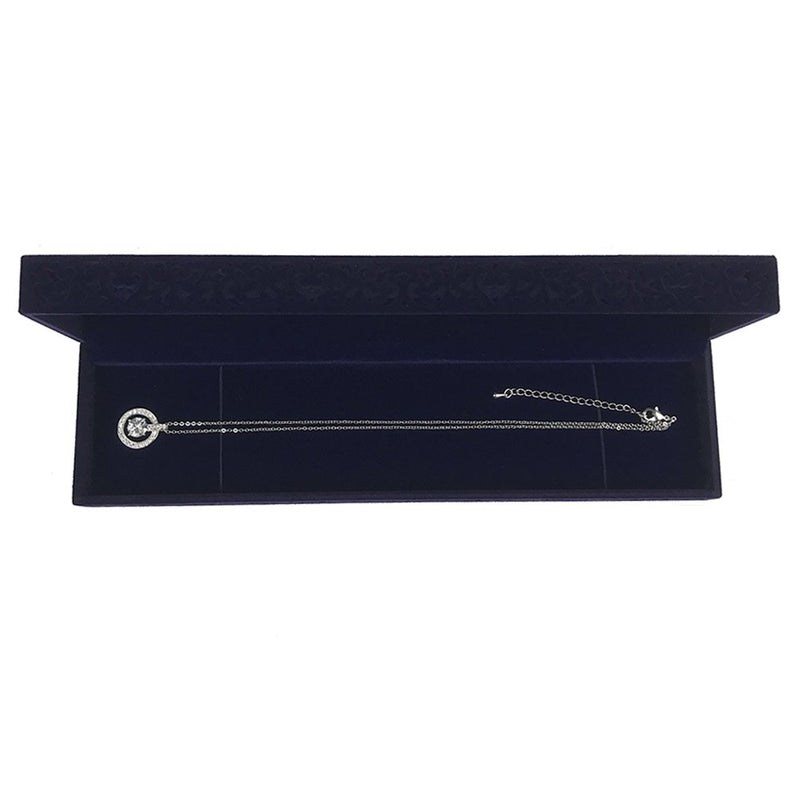 [Australia] - DesignSter Hollow Sapphire Blue Velvet Necklace Box - Long Chain Necklace Storage Case Jewelry Packaging Gift Box 