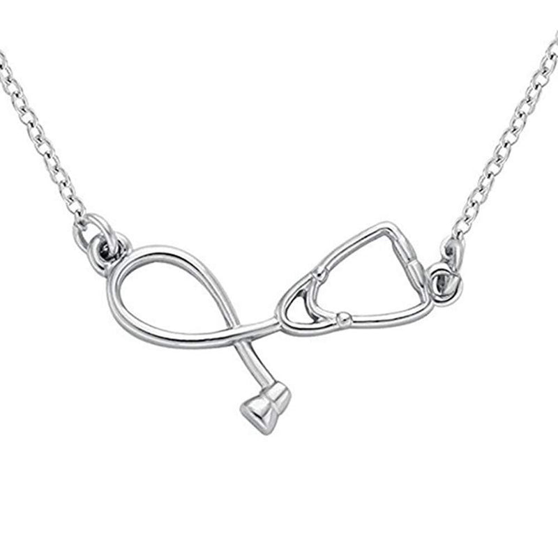 [Australia] - Your Always Charm Stethoscope Lariat Necklace Gift You’re Angles in White,The Word Best Nurse A:silver 