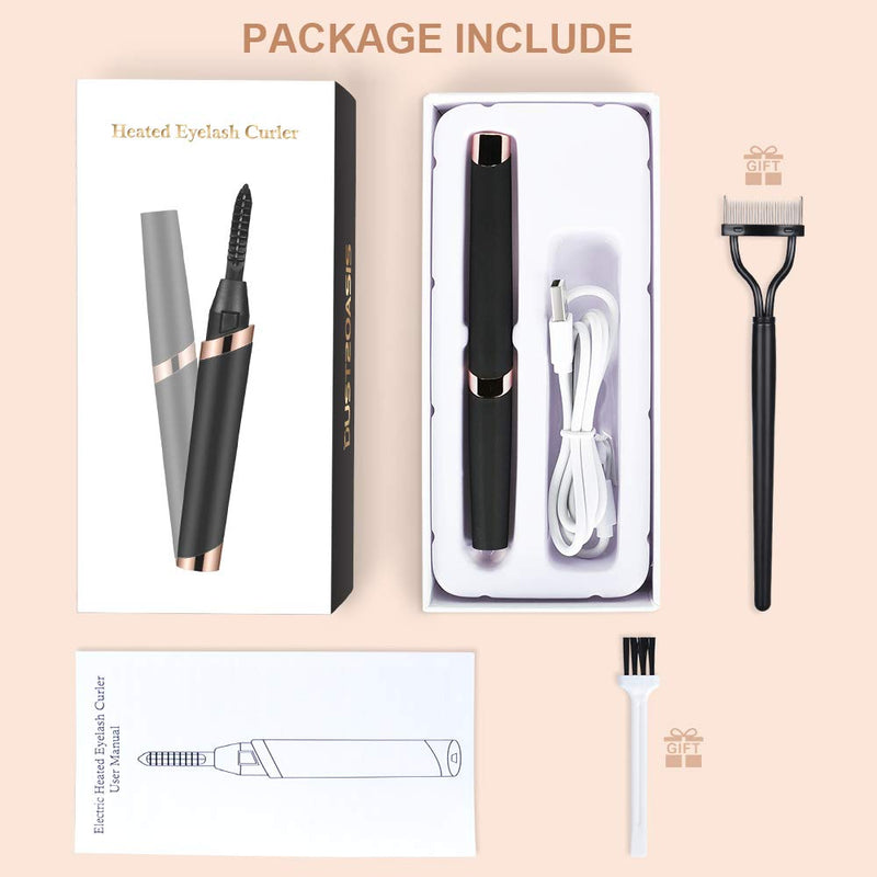 [Australia] - Heated Eyelash Curler, Electric Eyelash Curlers, Rechargeable Lash Curler with Eyelash Comb for Makeup Natural Curling Eye Lashes and 24 Hours Long Lasting (2020 NEW Version) Black 