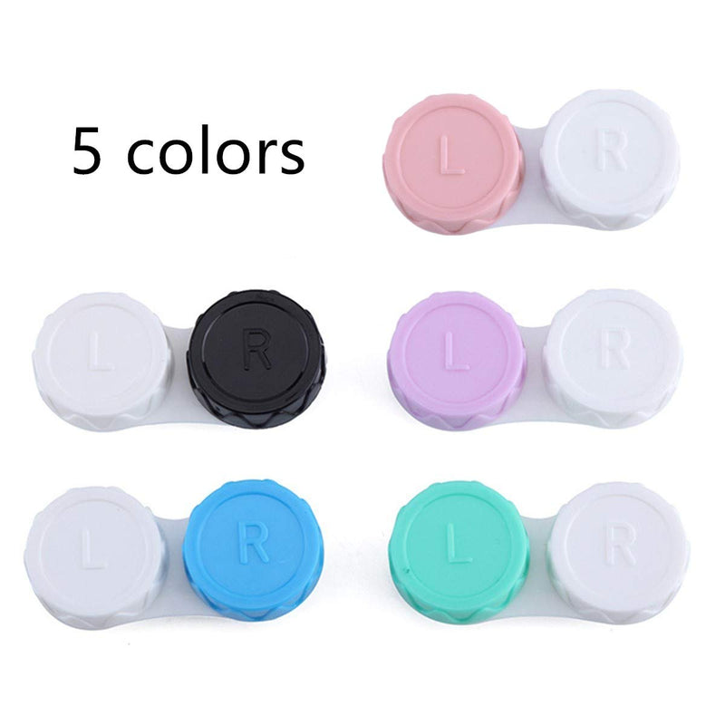 [Australia] - 25 Pack Contact Lens Cases Portable Contact Lens Container Contact Lens Soaking Storage Case with L and R Caps, 5 Colors 