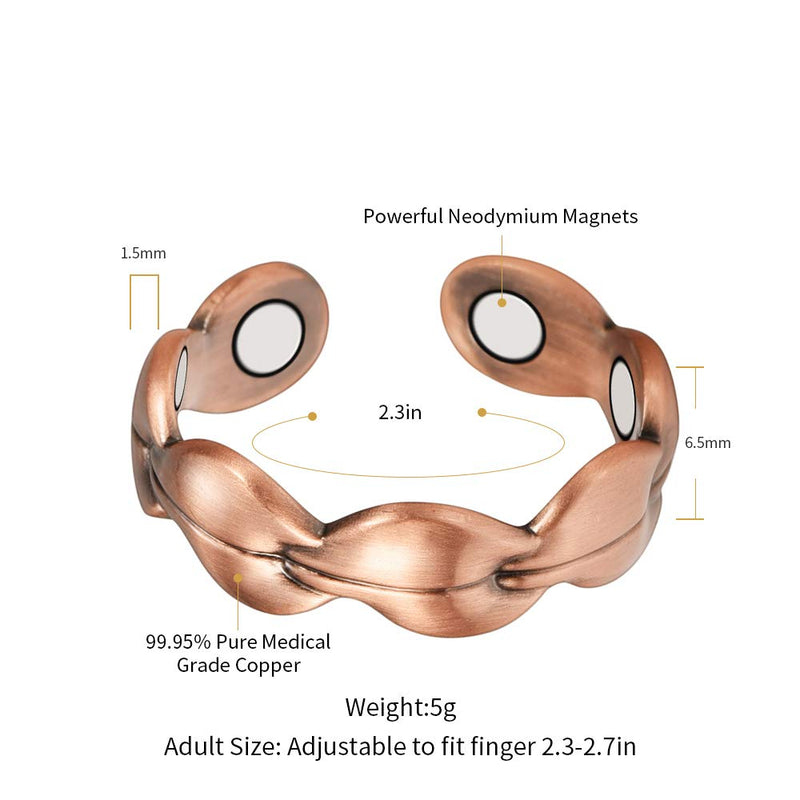 [Australia] - EnerMagiX Pure Copper Magnetic Rings for Women, Magnetic Rings, Birthday Rings Gift for Mom, Wife, Daughter, Women’s Day Gift(CPR-0938) 