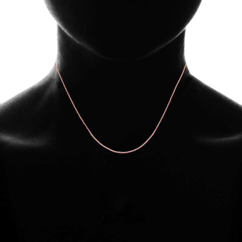 [Australia] - Sea of Ice Sterling Silver 1mm Rope Chain Adjustable Necklace for Women, Size 22" Italy Rose Gold 