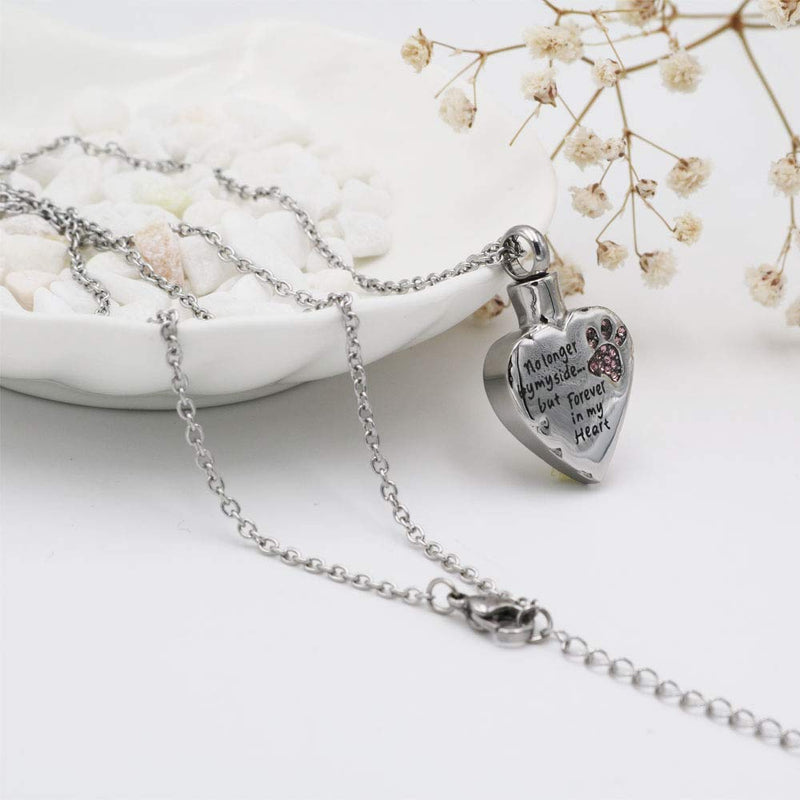 [Australia] - Fashion Pet Cremation Jewelry Stainess Steel Heart Keepsake Ashes Necklace Dog Cat Paw Memorial Urn Pendant Pink 