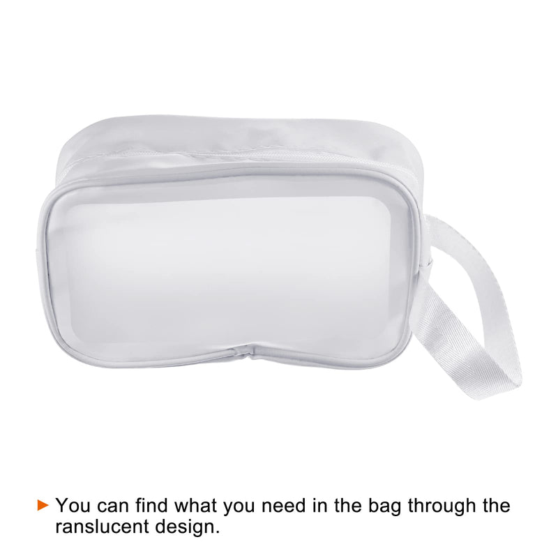 [Australia] - PATIKIL 4.7"x8.3"x2.8" Clear Toiletry Bag, 3 Pack PVC Makeup Bags Cosmetic Pouch with Zipper Handle for Travel Home Storage, White 