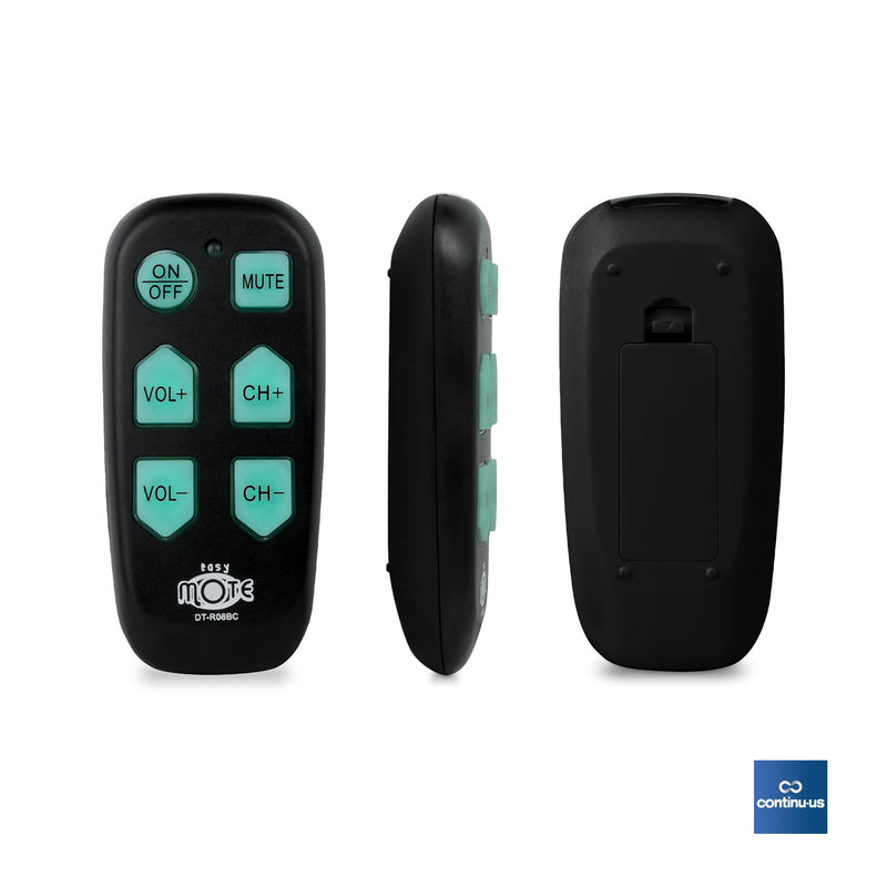 [Australia] - Universal Big Button TV Remote - DT-R08B EasyMote | Backlit, Easy Use, Smart, Learning Television & Cable Box Controller, Perfect for Assisted Living Elderly Care. Black TV Remote Control 