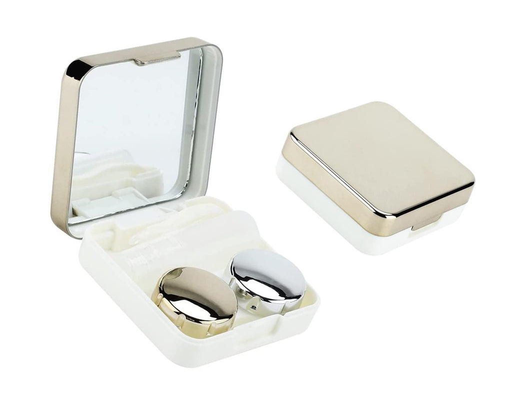 [Australia] - DFsucces Contact Lens Cases,Travel Contact Lens Cases with Mirror,Color Travel Contact Lens Case,Mini Travel Simple Contact Lens Case Box with Tweezers and Suction Stick(Gold) 