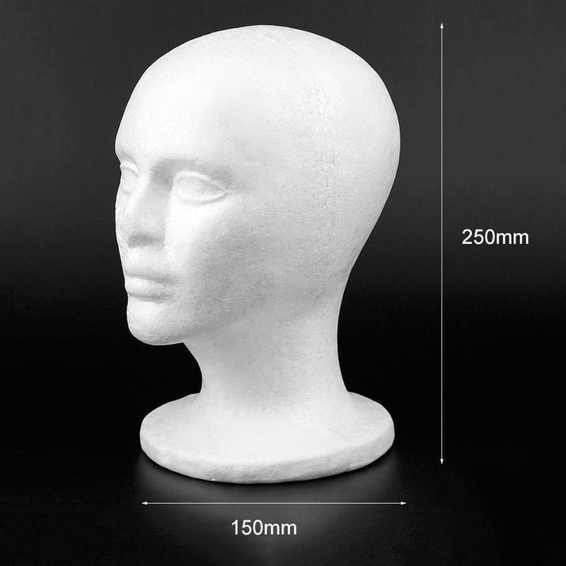 [Australia] - Polystyrene Male Display Head Dummy Display Mens Man Hat Cap Men Shop Window Sunglasses Glasses White Retail Display Model Styrofoam Foam Mannequin Manikin Head Lightweigh 
