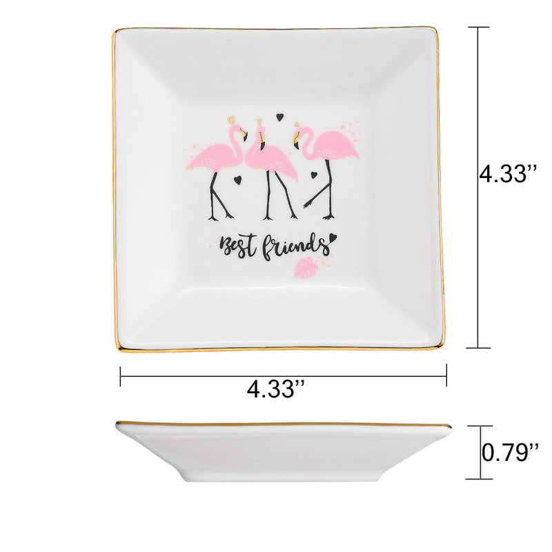 [Australia] - SYONEO Ring Holder Dish, Best Friends Birthday Gifts -Pink Flamingo Ceramic Jewelry Tray-SistersFriends Gift, Ring Plate 