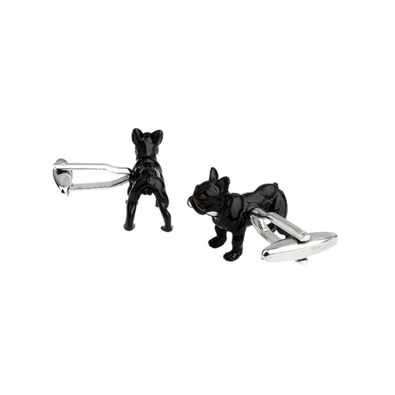 [Australia] - Painted French Black Dog Bulldog Cufflinks 