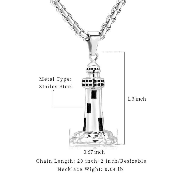 [Australia] - EternityMemory Men's Cremation Jewelry Lighthouse Memorial Urn Necklace for Loves One + Gifts Box+Filling Kits 