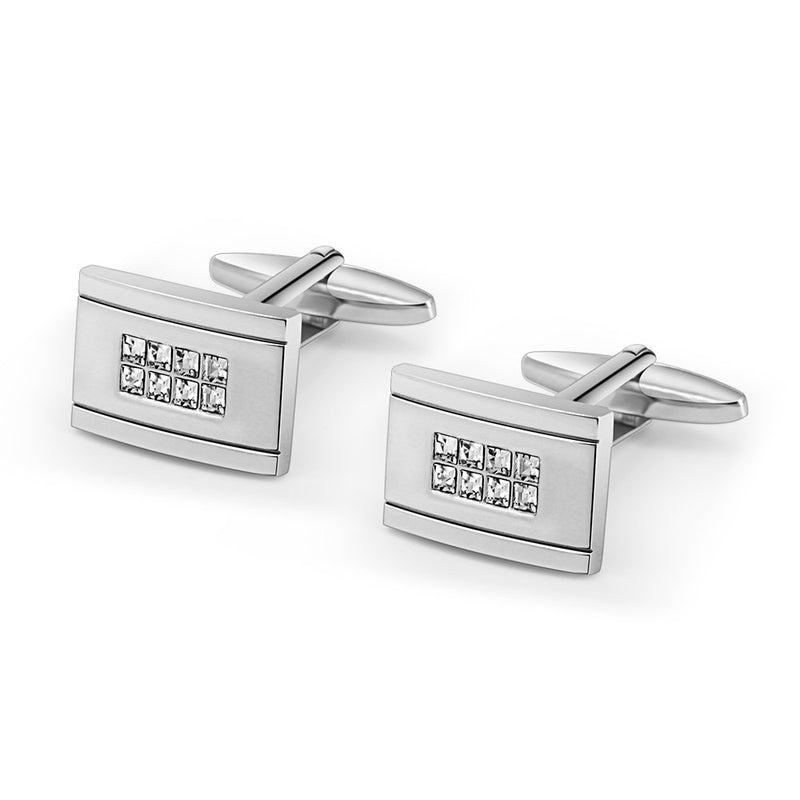 [Australia] - Mr.Van Elegant Swarovski White Crystal Cufflinks Rectangle Cuff Links Sets for Men Wedding Party Gifts 01 