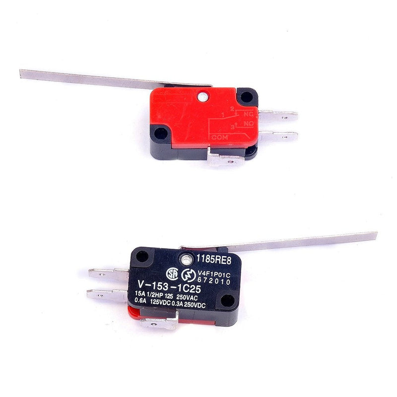 [Australia] - Cylewet 6Pcs V-153-1C25 Micro Limit Switch Long Straight Hinge Lever Arm SPDT Snap Action LOT for Arduino (Pack of 6) CYT1068 