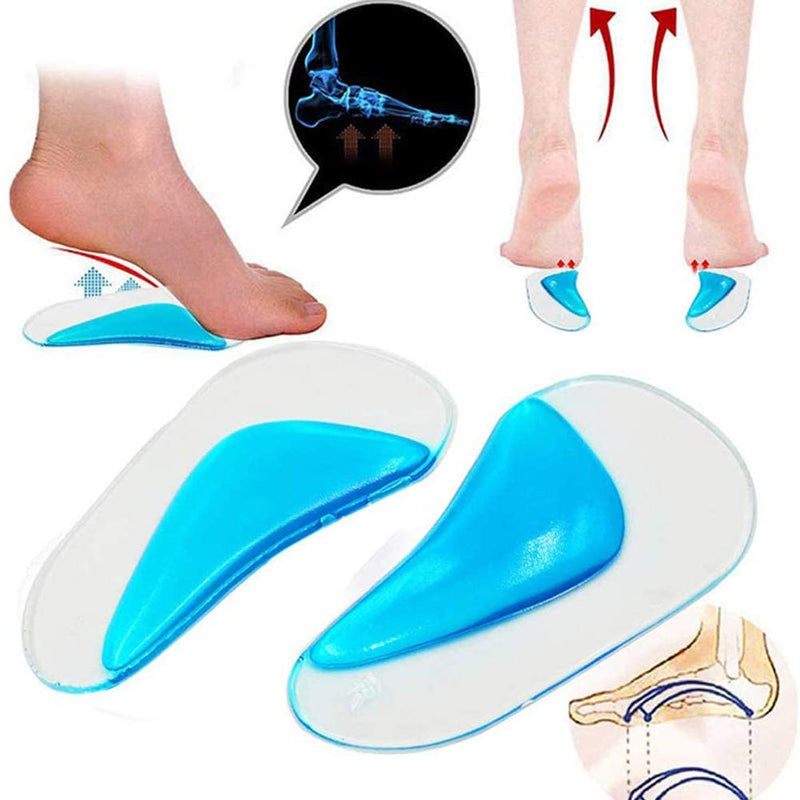 [Australia] - 2 Pairs Gel , Silicone Orthopedic Flat Feet Orthotic, Insoles Plantar Fasciitis Shoe Arch Support Gel High Heel Inserts Cushion Pads for Women Men (Blue) 