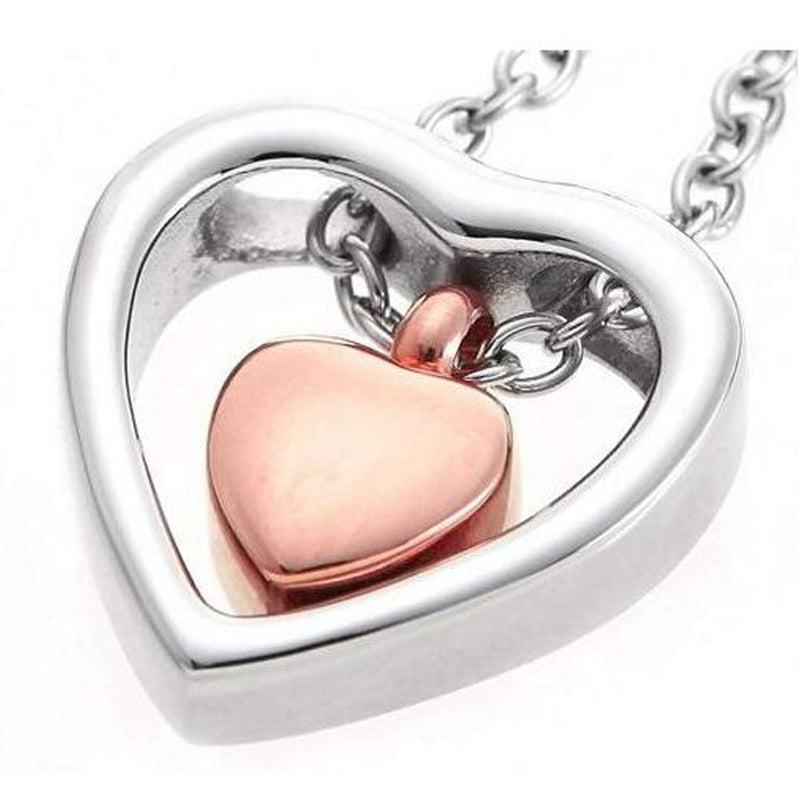 [Australia] - SexyMandala Love Heart Double Urn Necklace for Ashes Urn Jewelry Memorial Keepsake Pendant 
