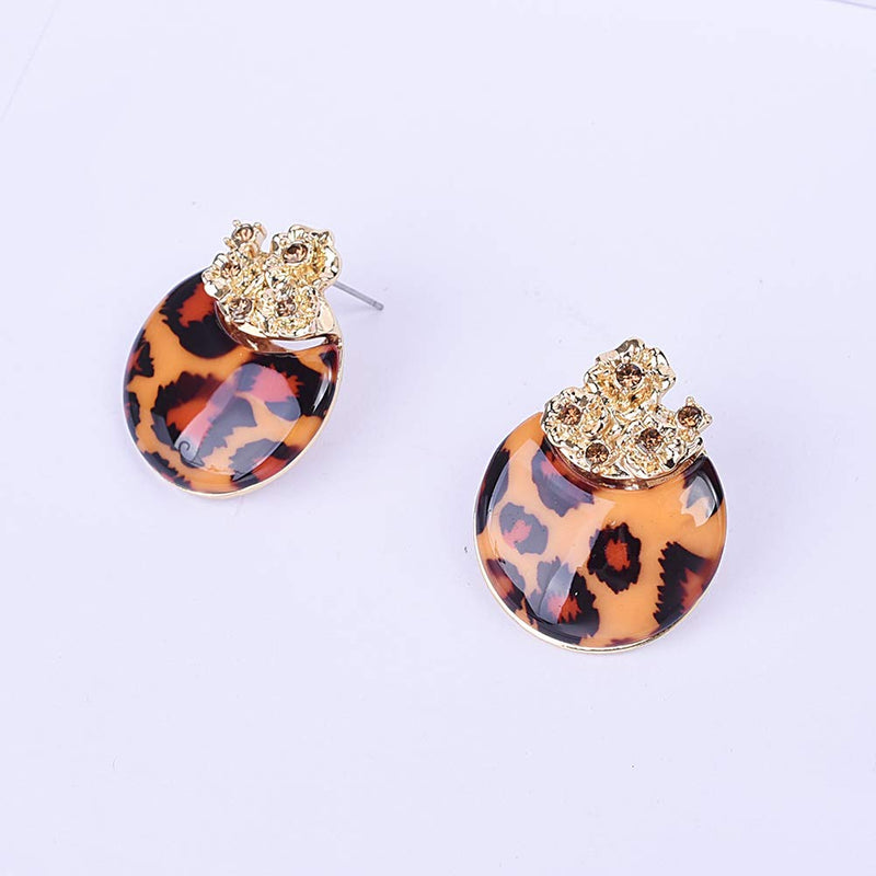 [Australia] - Fenni Vintage Leopard Print Round Pendant Choker Necklace and Earrings Sets Costume Jewelry for Women Bridal 