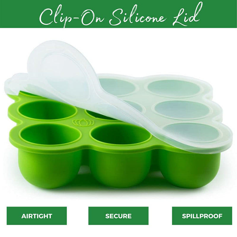 [Australia] - BabyBliss Silicone Baby Food Freezer Storage Tray - 9 Large Cups (2.5 Oz) - Clip-On Silicone Lid - Toxin and BPA Free & FDA Approved - Oven and Dishwasher Safe 