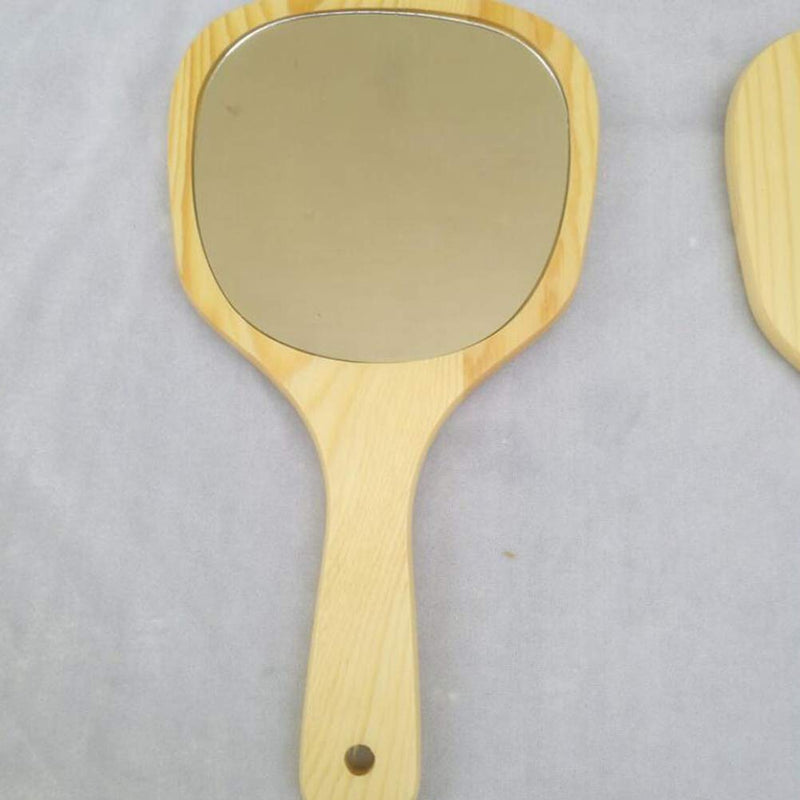 [Australia] - Lurrose Hand Mirror Wood Handheld Mirrors with Handle Wall Mounted Bathroom Mirror for Women Makeup Salon Travel (Sector Varnish - Medium Size) 