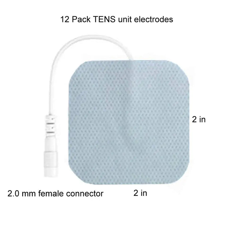 [Australia] - TENS Unit Pads 12 Pack Wired Self-Adhesive Electrodes Premium Replacement Pads for TENS Units - 2x2 Inches (2x2-12 Pack) 2x2 - 12 Pack 