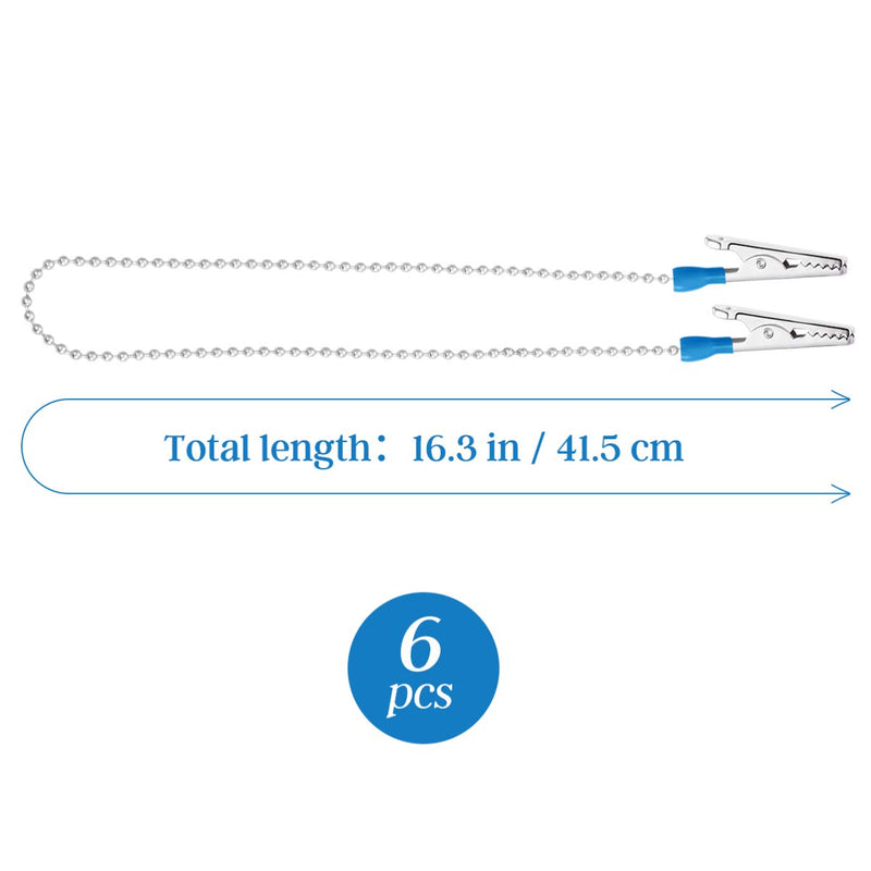 [Australia] - IMIKEYA 6 Pcs Dental Ball Chain Clips Metal Flexible Adjustable Adult Towel Napkin Holder Neck Strap for Baby Elderly 