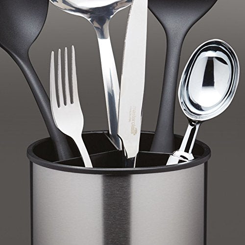 [Australia] - KitchenCraft MCCADDYSS Rotating Kitchen Utensil Holder, 18.5 x 14 cm-Stainless Steel Effect, Silver Stainless Steel Style 