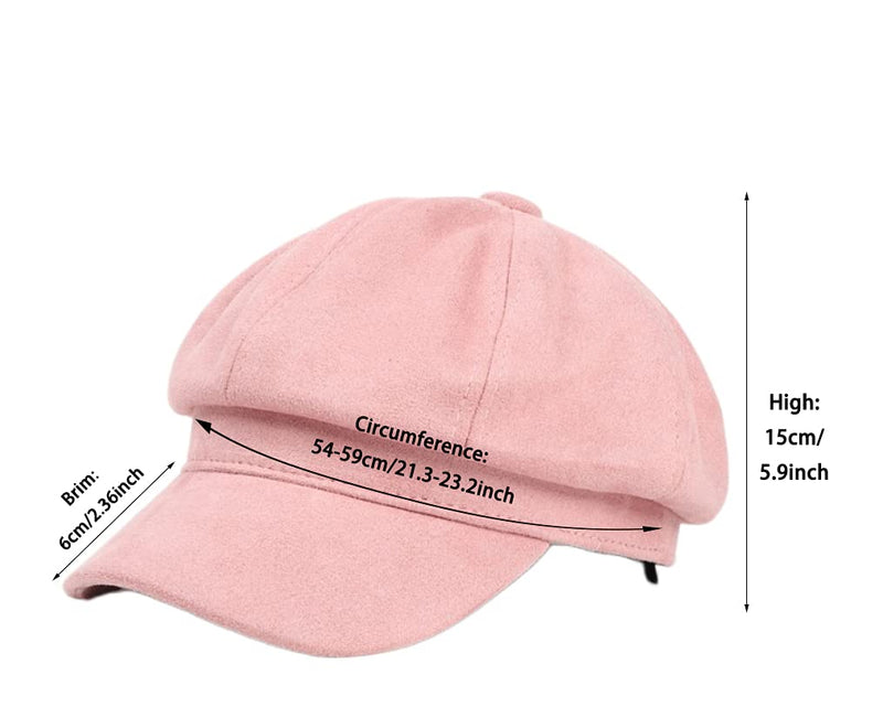 [Australia] - Velvet Newsboy Hat Vintage Rustic Visor Beret Cap for Women Octagonal Gatsby Ivy Baker Boy Hats Pink 