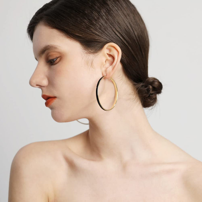 [Australia] - Big Hoop Earrings for Women, Black / Red/ Blue/ Cream Colored Hoops Earrings for Women Girls Gift 62mm 