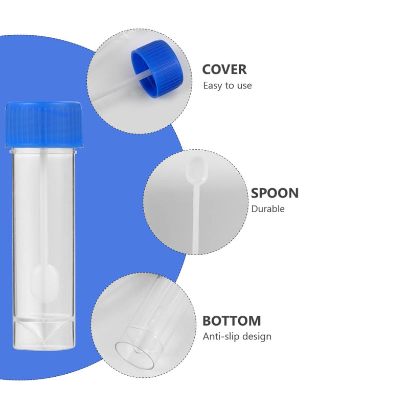 [Australia] - Milisten 10Pcs Stool Specimen Cup Stool Container Test Tubes Sample Specimen Bottle Urine Cup with Spoon Lid for Home Laboratory School Educational (Blue) 