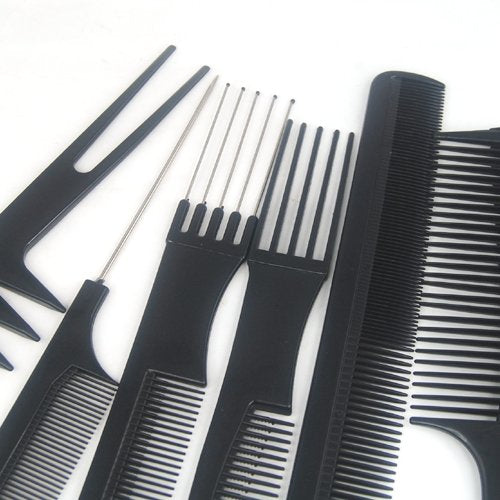 [Australia] - Accessotech 10 Piece Salon Hair Styling Hairdressing Hairdresser Barbers Plastic Combs Set 