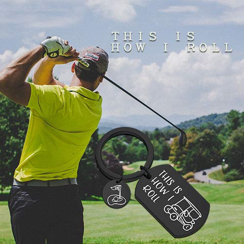 [Australia] - MAOFAED Golfer Gift Golf Keychain This is How I Roll Keychain Gift for Golfer Golf Cart Keychain How I Roll Black 