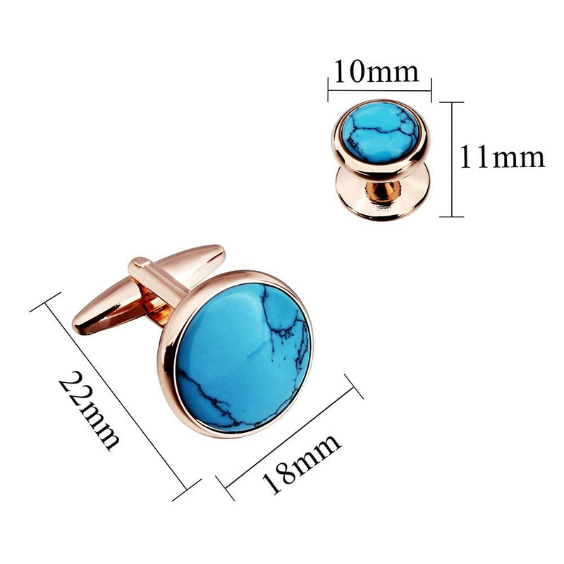 [Australia] - HAWSON Fashion Mother-of-Pearl Tuxedo Shirt Button and Cufflink Set, Specially Designed for Wedding Business 4002911 Turkey Stone 