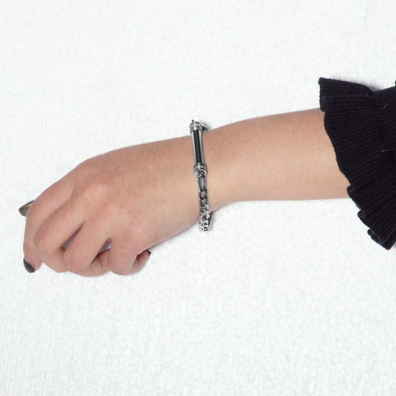 [Australia] - LYFML Cylinder Cremation Jewelry Bracelet for Ashes, Memorial Urn Ashes Holder Bangle Made of 316L Stainless Steel, Inlaid with Crystals Come with Free Fill Kit Support for Customization 