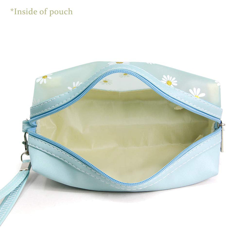 [Australia] - by you Portable Makeup case Cosmetic Bag Pouch Travel Organizer Toiletry Bags for Women (Daisy - Blue) Daisy - Blue 