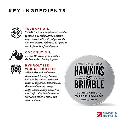 [Australia] - Hawkins & Brimble Mens Water Pomade 100ml - H2O Based Hair Styling/Grooming | Firm Hold Allows for Re Styling | High Shine Non Greasy Finish and Washes Out Easily 