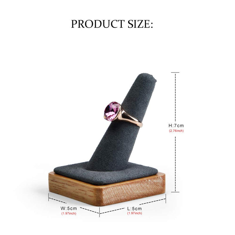[Australia] - Oirlv Single Finger Wooden Ring Display Stand Jewelry Showcase Display Holder (Grey) Grey 