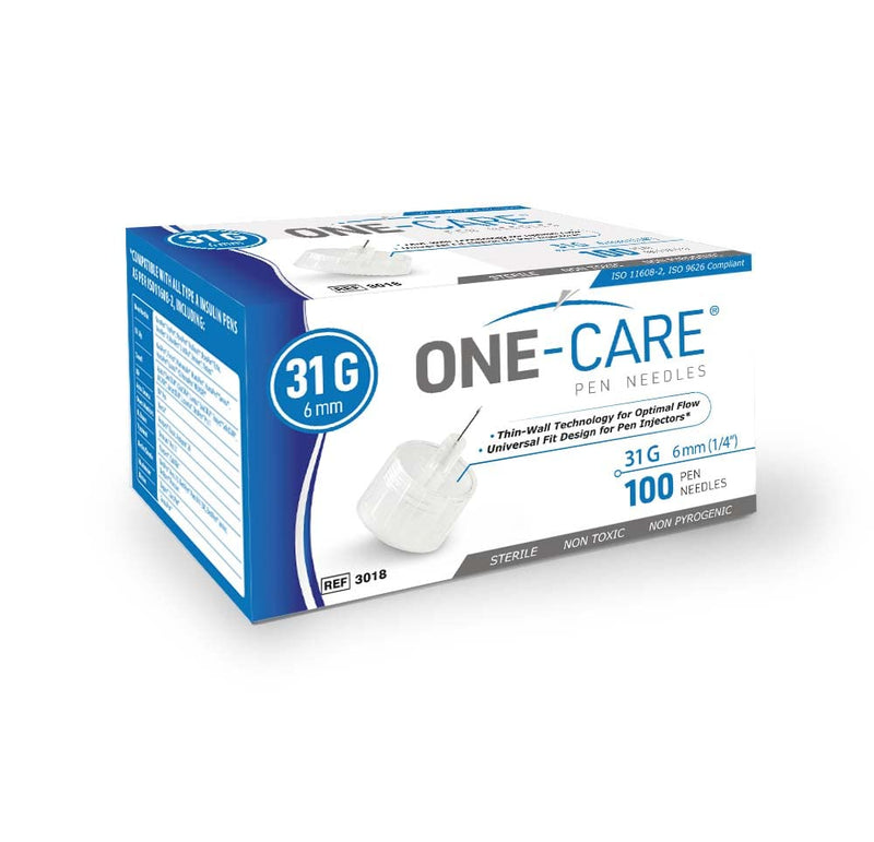 [Australia] - MediVena ONE-CARE Pen Needles 31G x 6 mm (1/4’’), 100 Pieces, Ultra-Thin for Comfortable Injections 