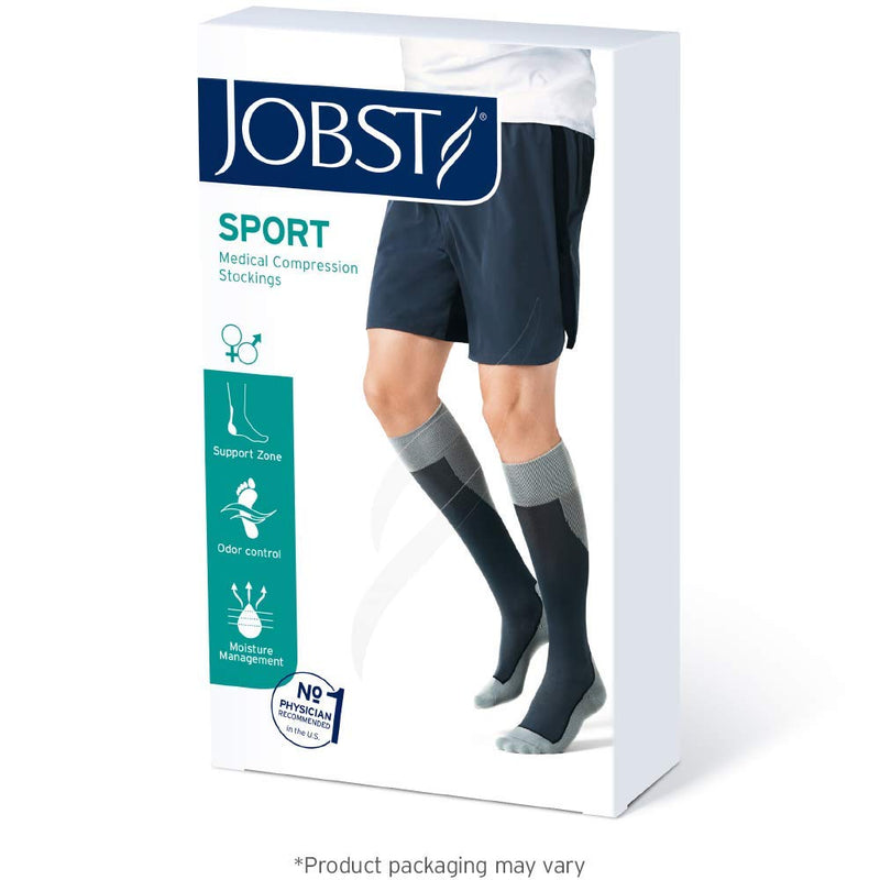 [Australia] - JOBST - 7528901 Sport Knee High 15-20 mmHg Compression Socks, White/Grey, Medium 