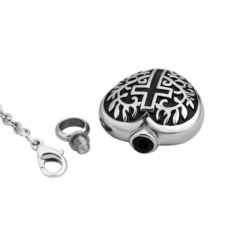 [Australia] - Infinite Memories Urn Necklace for Cremation Ashes Memorial Keepsake Cross Flowers Dog USA Flag Footprint & Love Heart Shapes Pendants Men Women Love Heart (Cross) 