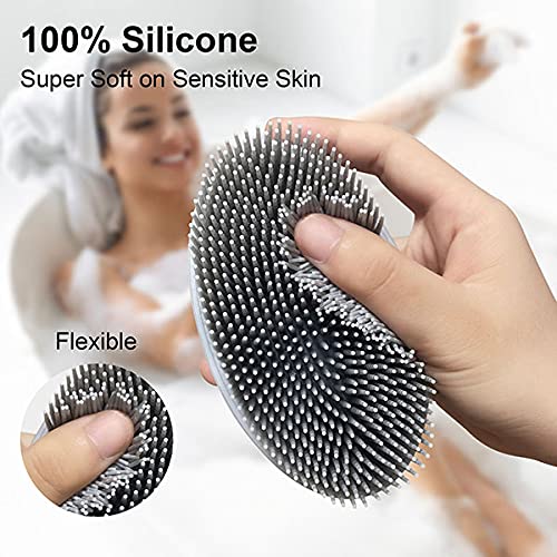 [Australia] - Silicone Body Scrubber Shower Brush Scrubbers Back Scrubber For Shower Showering Exfoliating Dry Body Brushing Skin Cellulite Brush Body Scrubbers For Use In Shower(Gray) Gray 